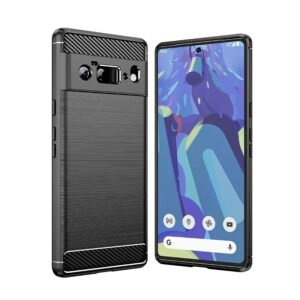 Google Pixel 6 Pro Case black with brushed and carbon fiber design