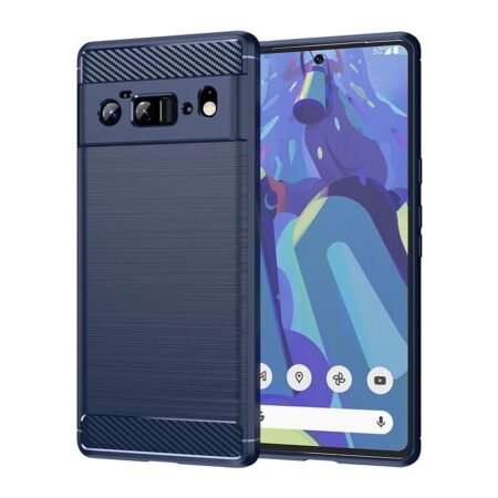 Google Pixel 6 Pro Blue Case in Soft brushed TPU and carbon fiber