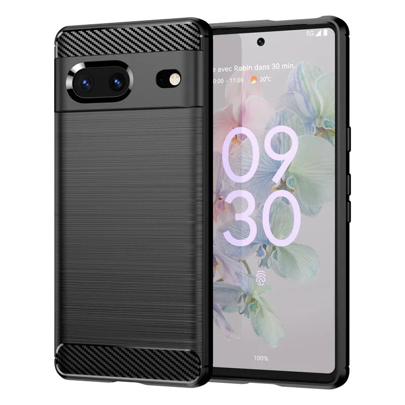 Google Pixel 7 Black Case in Soft TPU and carbon fiber