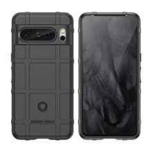 Google Pixel 8 Pro Case in Black with squared Rugged Shield design back and front