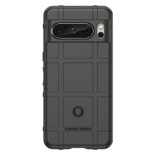 Google Pixel 8 Pro Case in Black with squared Rugged Shield design back